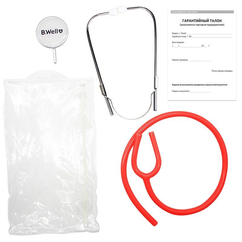 Стетоскоп B.Well WS-2, двухголовочный, цвет Красный